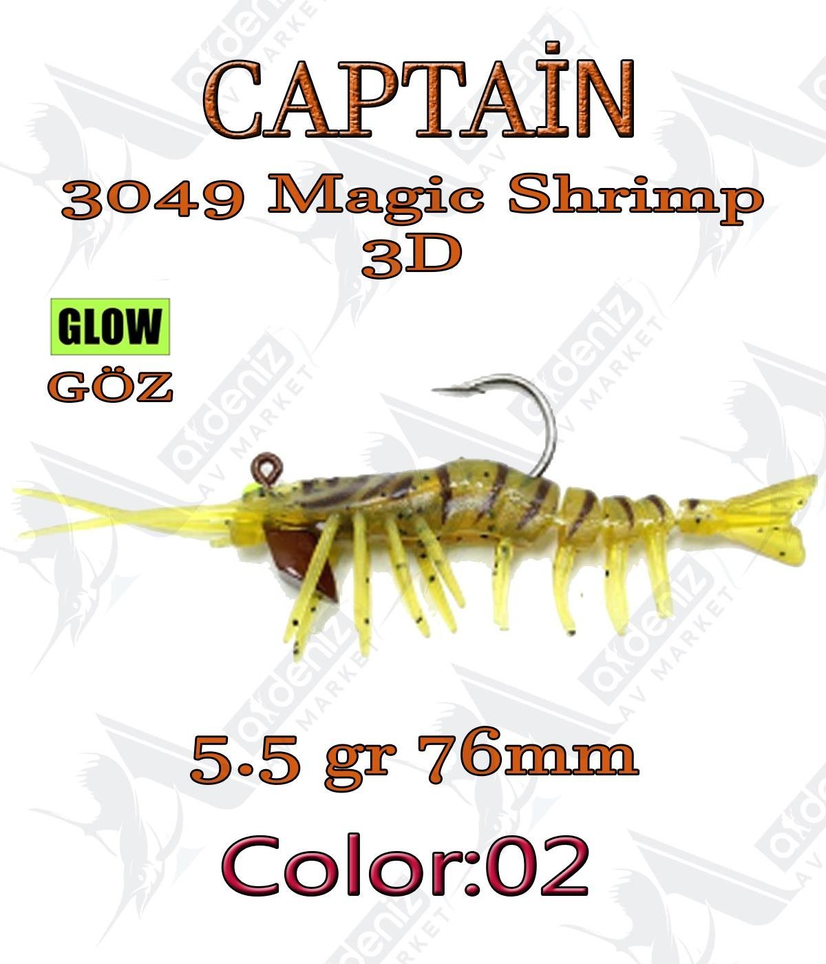 Captain Silikon Karides 3049 Magic Shrimp 3D 76mm 5.5gr Color:02CAPTAİN