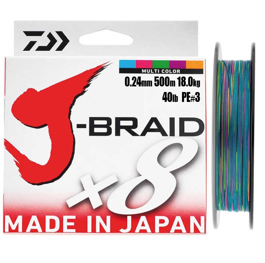 DAİWA J-Braid 8x (örgü) 0,24mm Pe#3 500m Multicolor İp MisinaDAİWA
