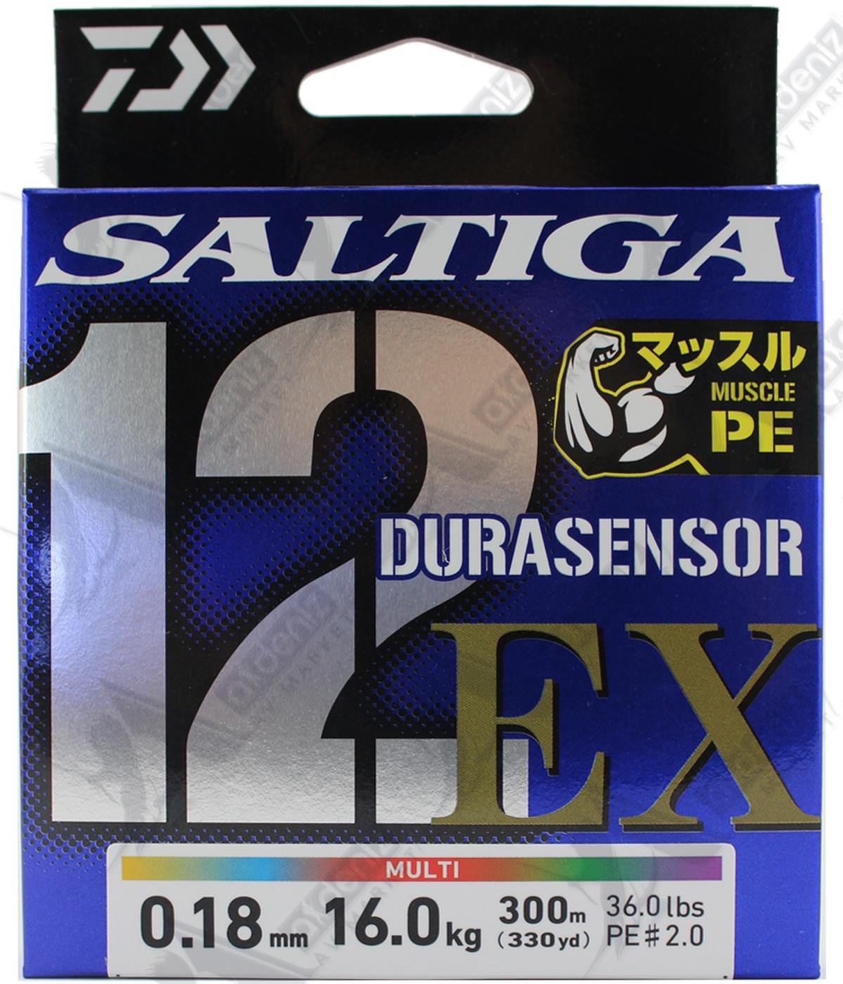 DAİWA Saltiga Durasensor X12 UVF EX+Sİ Braid Pe#2.0 0,18mm 300m 36Lbs Multicolor İp MisinaDAİWA
