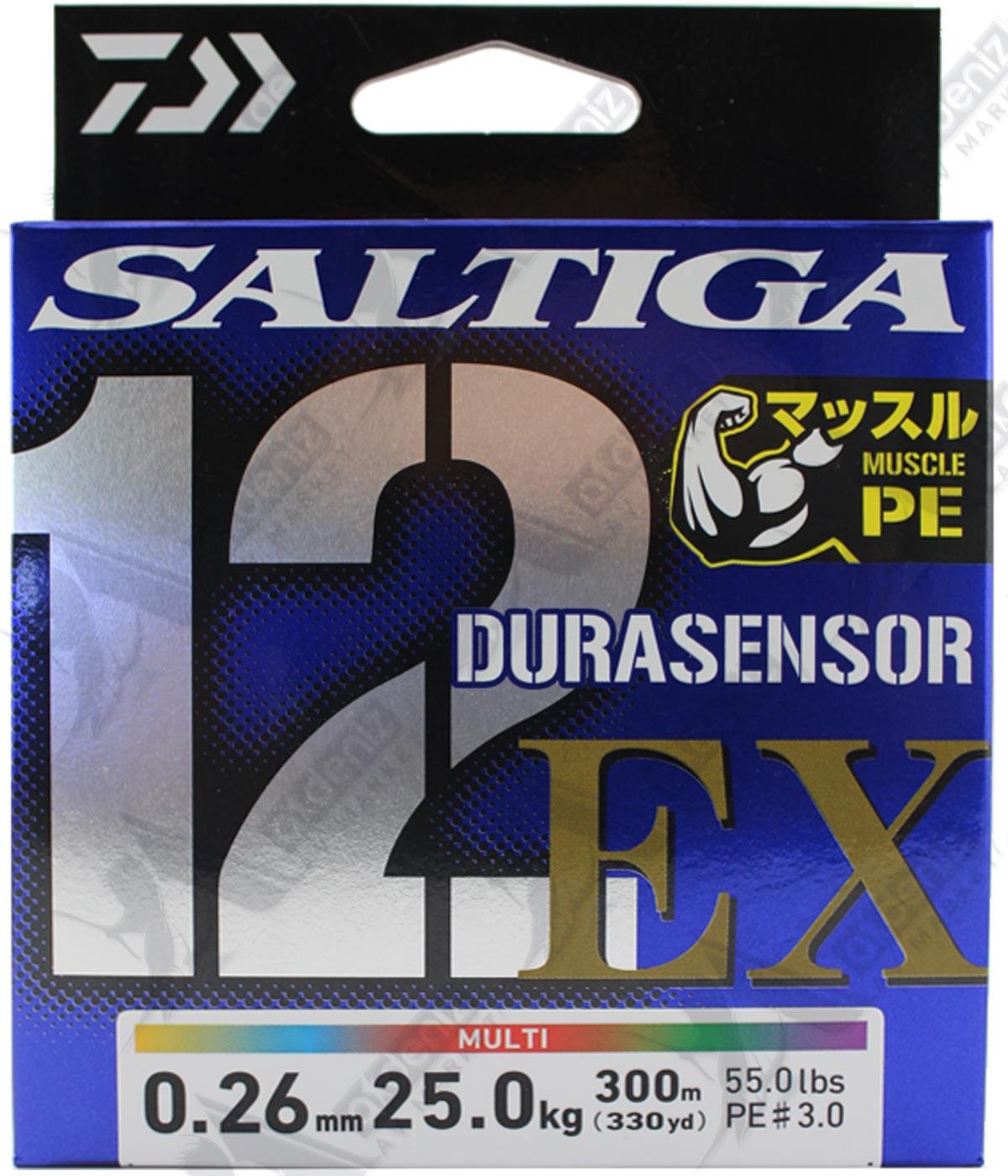 DAİWA Saltiga Durasensor X12 UVF EX+Sİ Braid Pe#3.0 0,26mm 300m 55Lbs Multicolor İp MisinaDAİWA