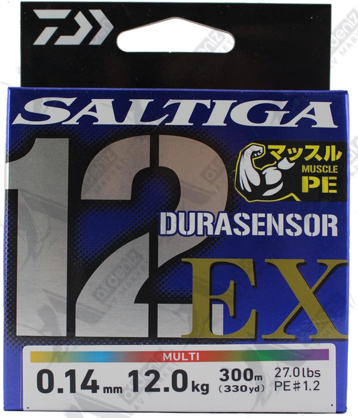DAİWA Saltiga Durasensor X12 UVF EX+Sİ Braid Pe#1.2 0,14mm 300m 27Lbs Multicolor İp MisinaDAİWA