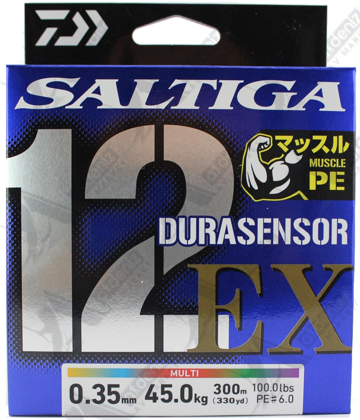 DAİWA Saltiga Durasensor X12 UVF EX+Sİ Braid Pe#6.0 0,35mm 300m 100Lbs Multicolor İp MisinaDAİWA