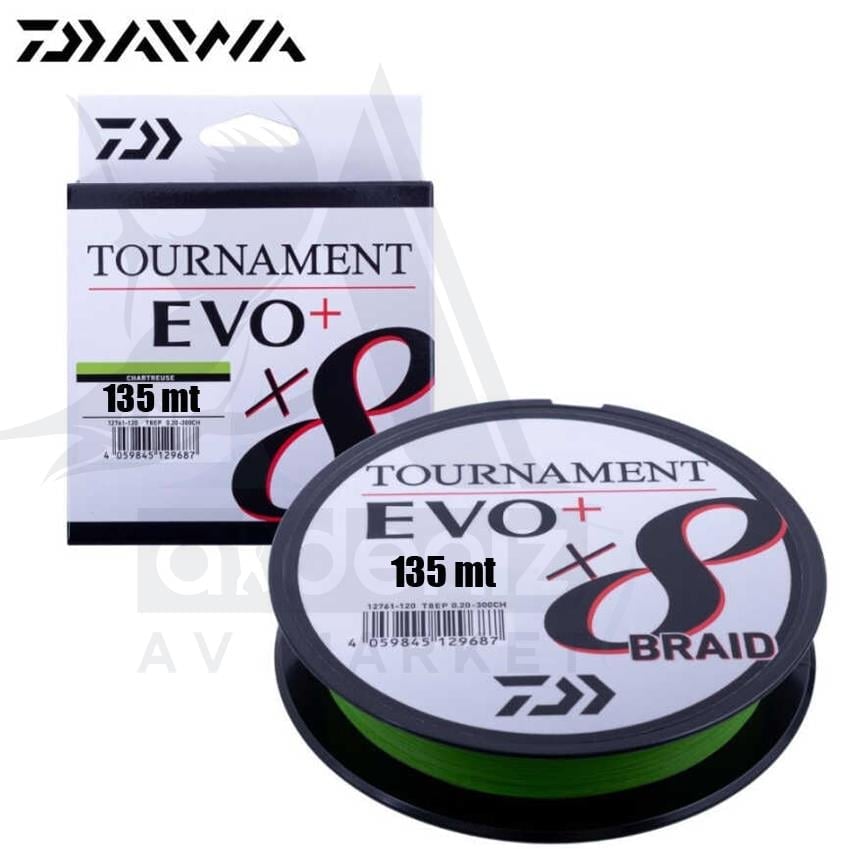 DAİWA Tournament EVO+ 8x (örgü) 0,10mm Pe#0.8 135m Chartreuse İp MisinaDAİWA