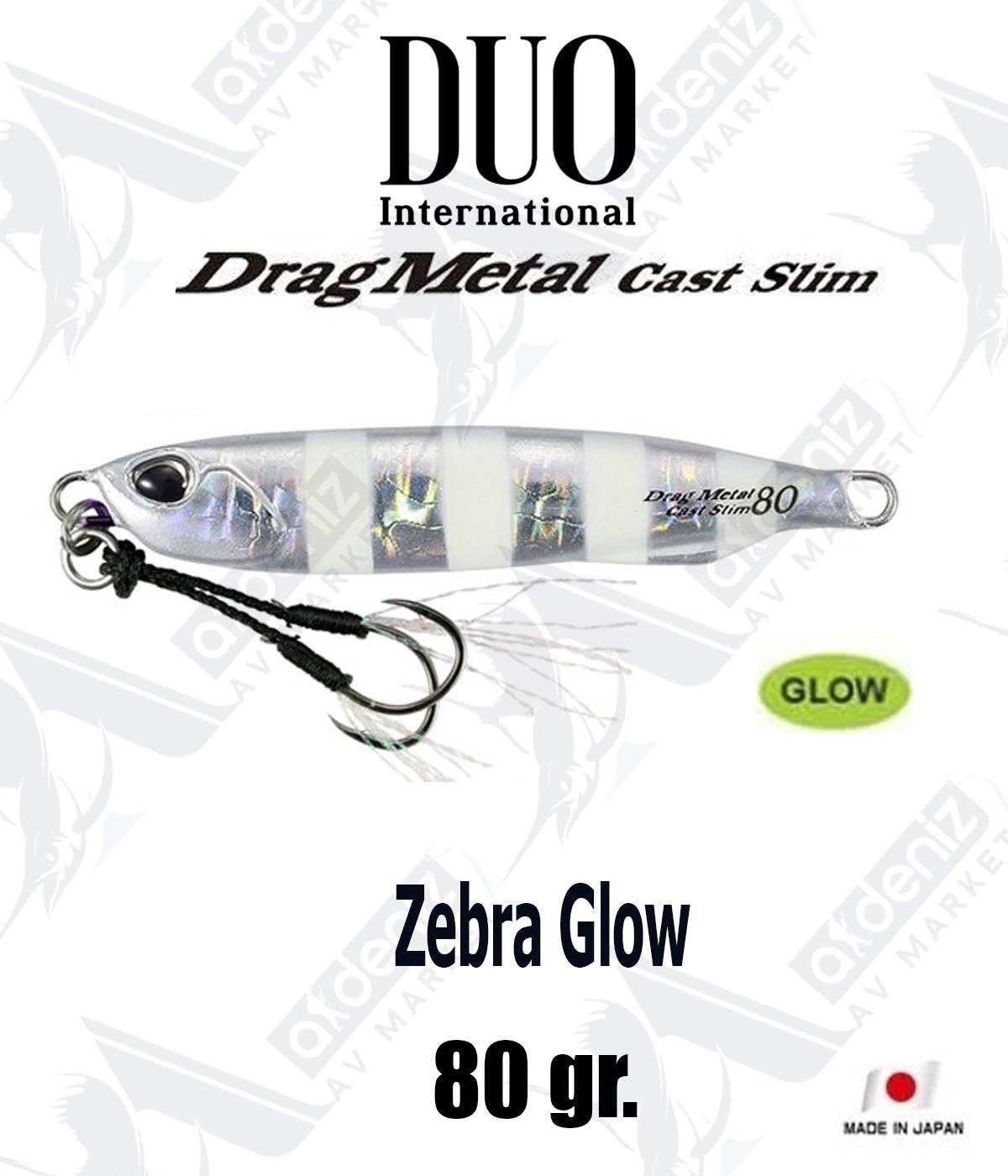 Duo Drag Metal Cast Slim Jig 80 gr #PJA0101 Zebra GlowDUO