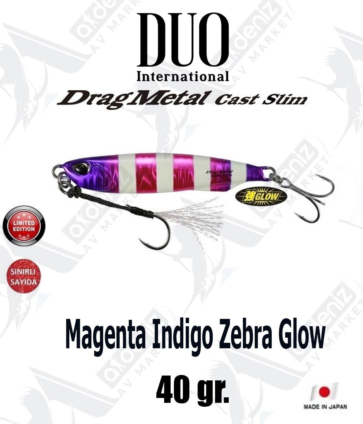 Duo Drag Metal Cast Slim Tachi Jig 40 gr #PPA0431 İndigo Magenta Zebra GlowDUO