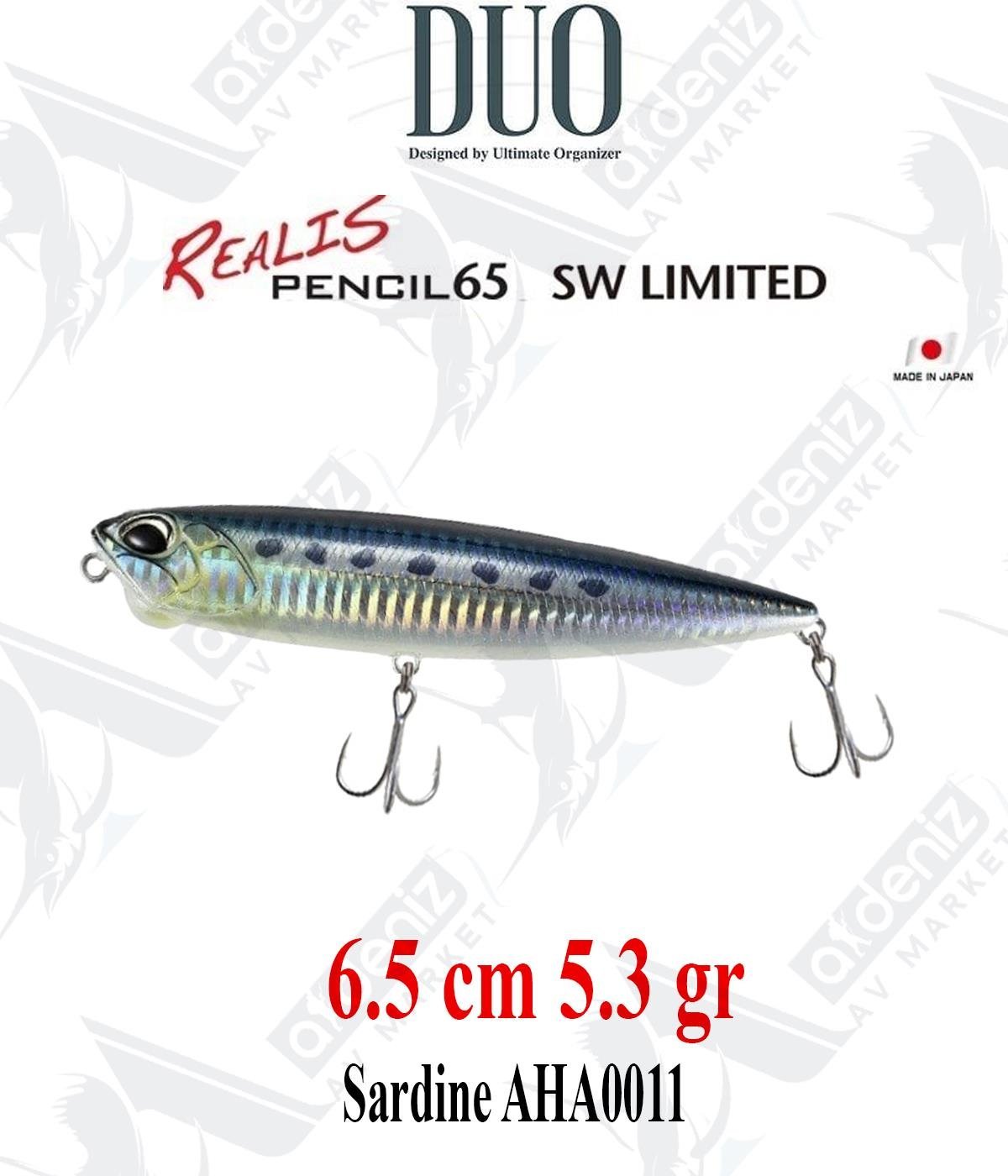 Duo Realis Pencil 65 SW 6,5cm 5.5 gr Su Üstü WTD Maket Yem #AHA0011 SardineDUO