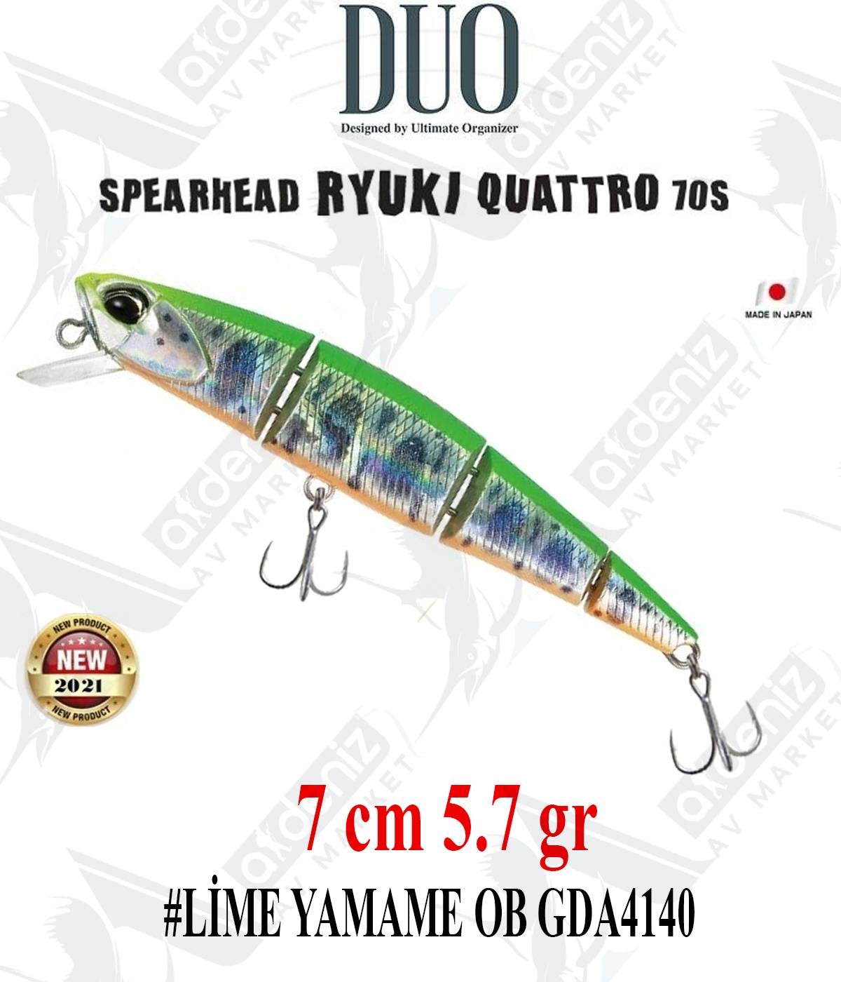 Duo Spearhead Ryuki Quattro 70S (Sinking) #GDA4140 LİME YAMAME OBDUO