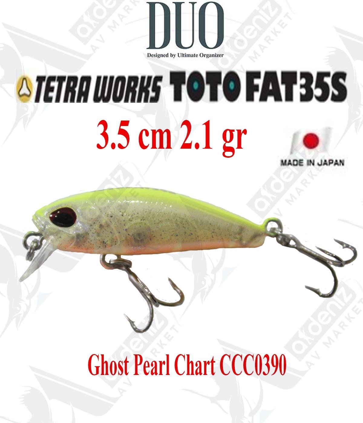 Duo Tetra Works Toto Fat 35S 3.5cm 2.1gr #CCC0390 Ghost Pearl ChartDUO