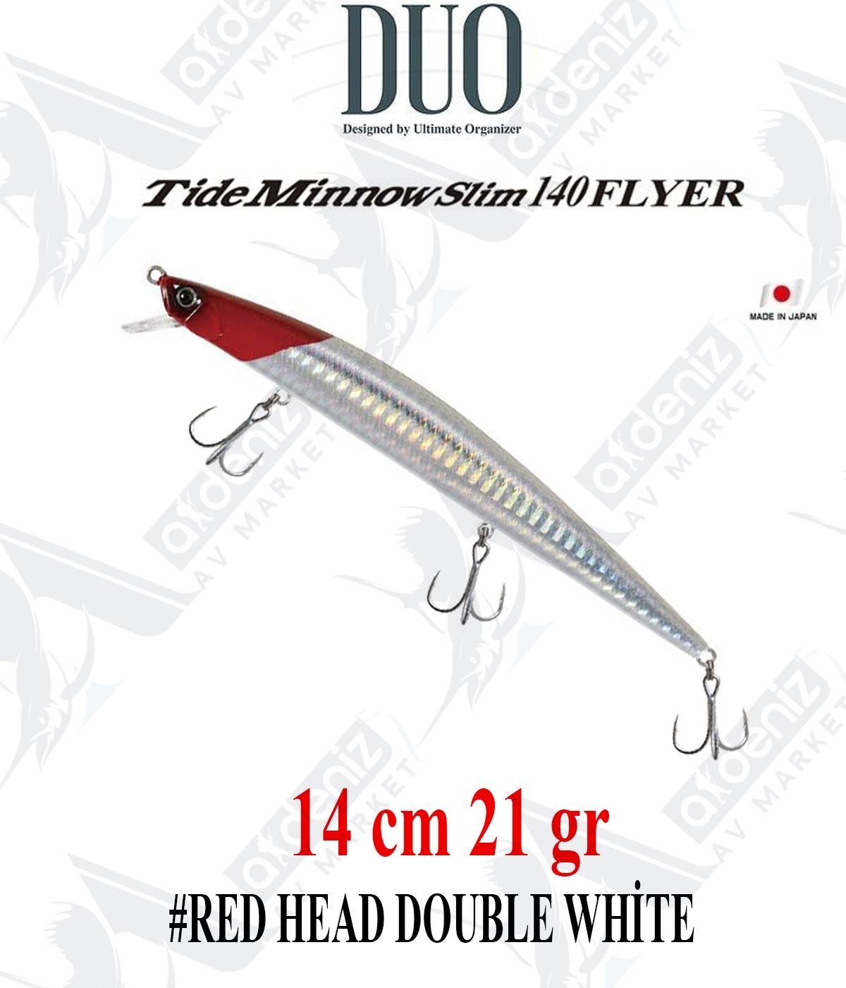 Duo Tide Minnow Slim Flyer 140 mm 21 gr (Sinking) #AHA0639 Red Head Double WhiteDUO