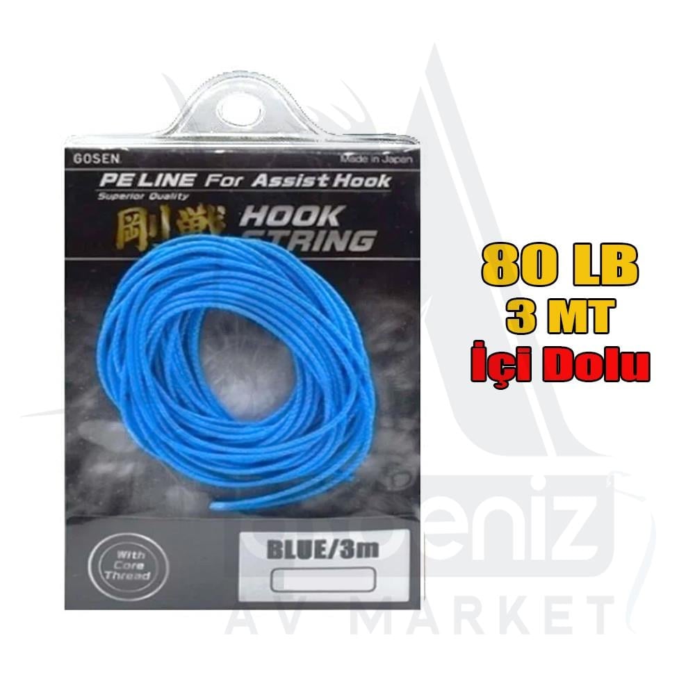 Gosen Hook String PE Asist İpi 80 Lb 3 mt Blue (MAVi) Assist LineGOSEN