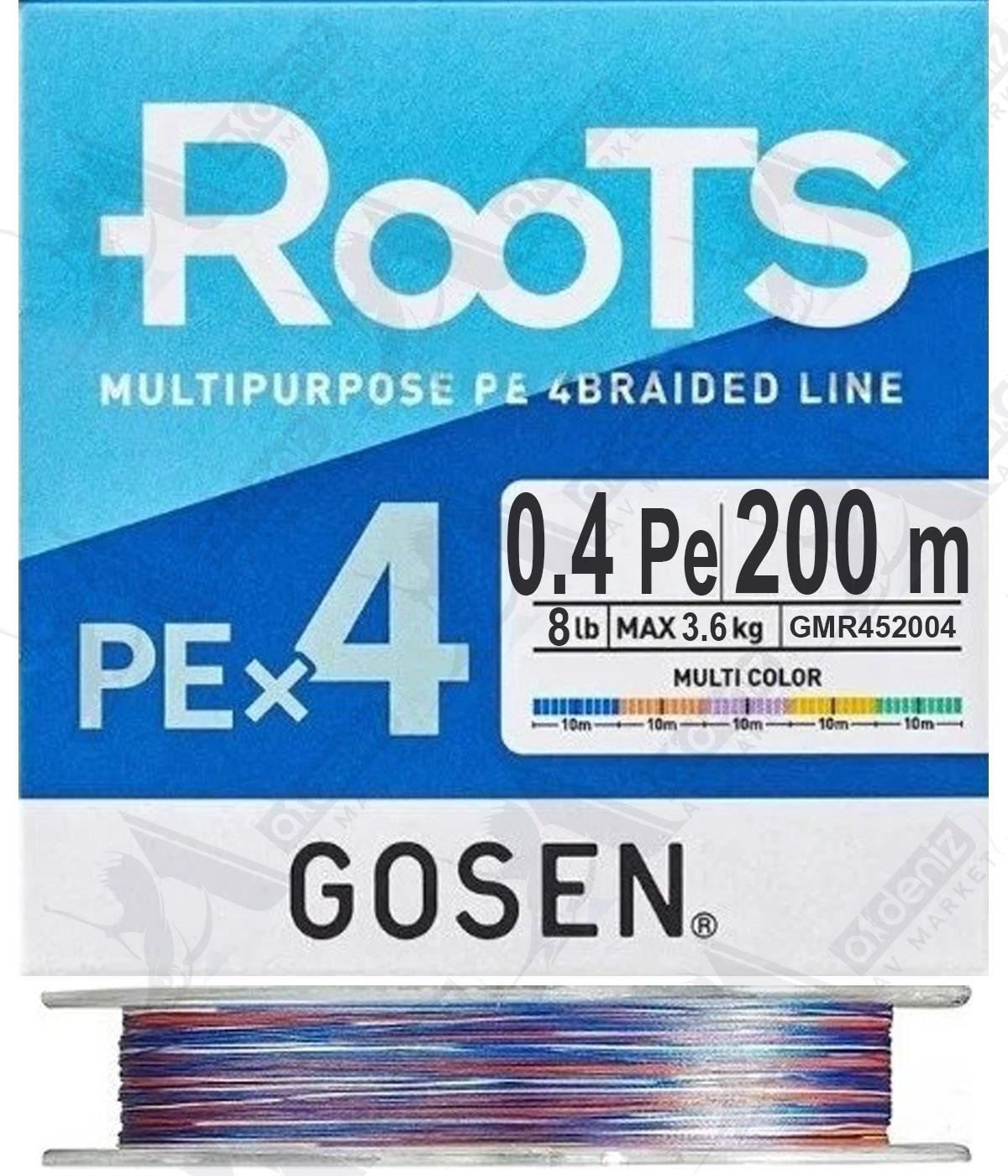 Gosen Roots 0.4 Pe X4 8lb 3.6kg Lrf/Aji Örgü İp Misina 200mt Multi ColorGOSEN