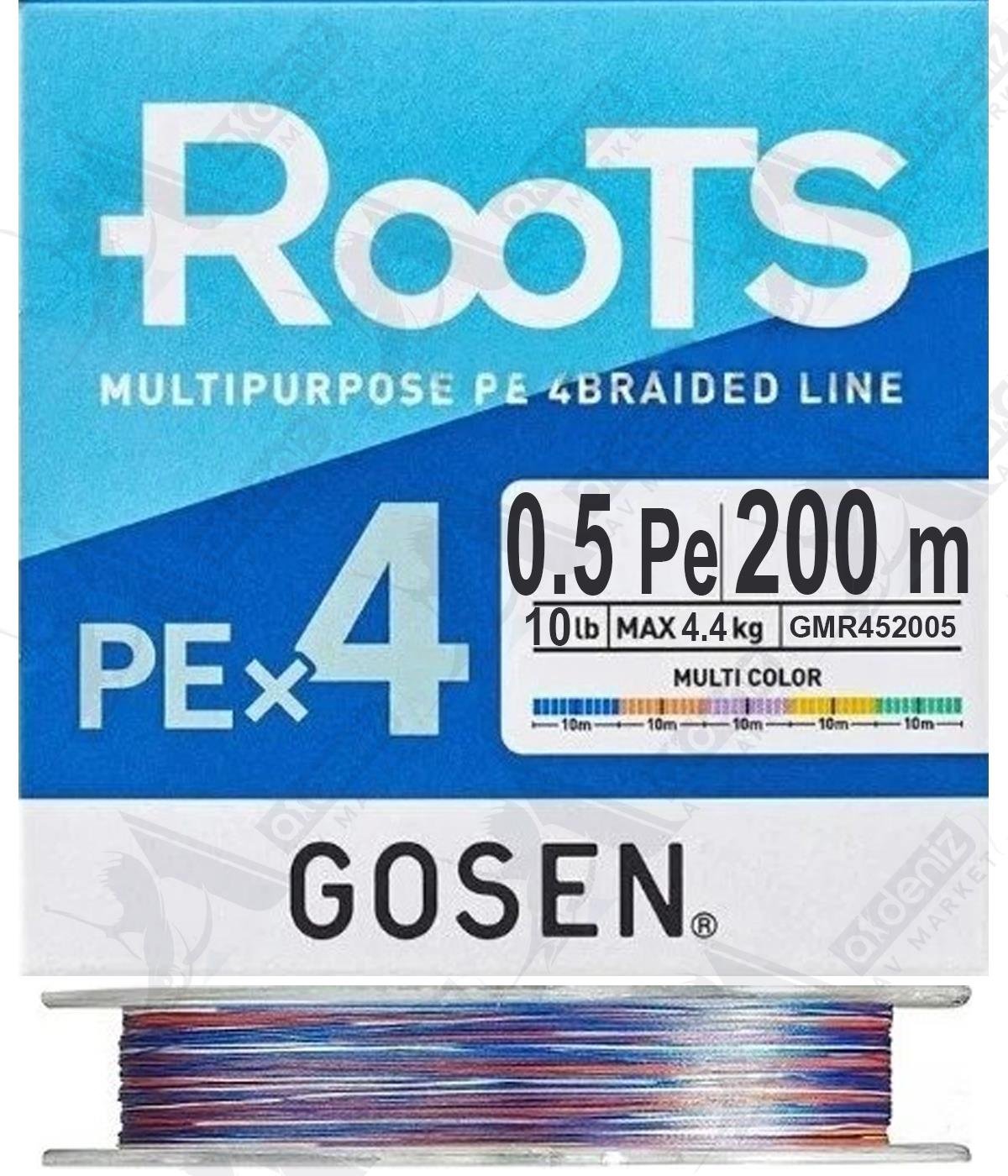 Gosen Roots 0.5 Pe X4 10lb 4.4kg Lrf Örgü İp Misina 200mt Multi ColorGOSEN