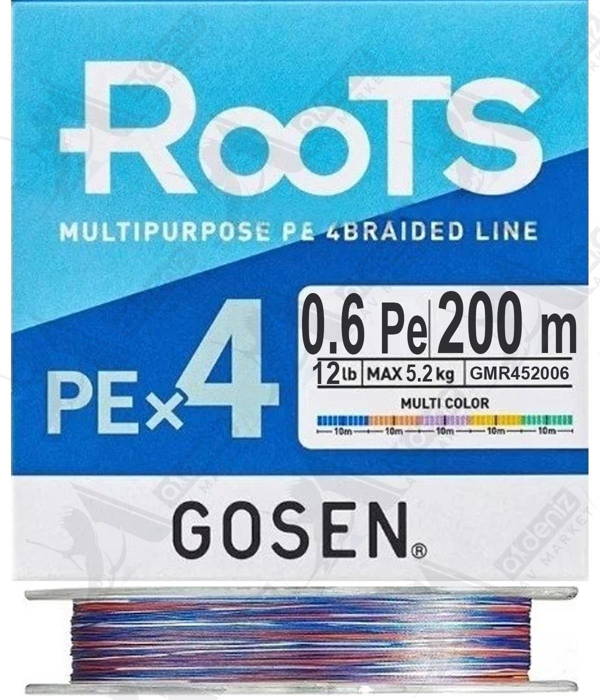 Gosen Roots 0.6 Pe X4 12lb 5.2kg Lrf/Light Spin Örgü İp Misina 200mt Multi ColorGOSEN