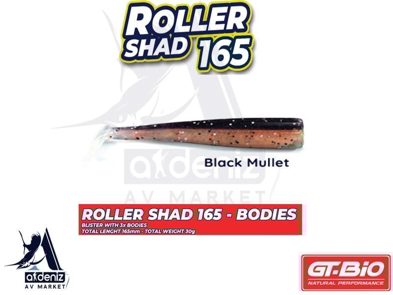 GT-BİO Roller Shad 165 Body Silikon Balık (Yedek Gövde) # Black Mullet UVGT-BİO
