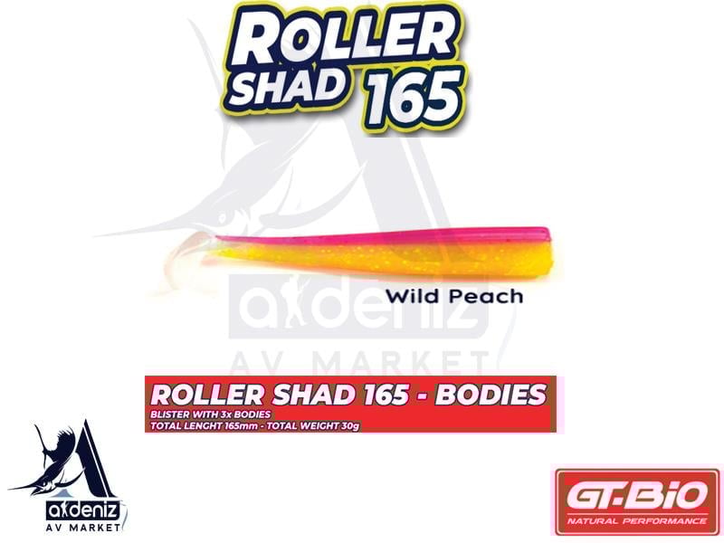GT-BİO Roller Shad 165 Body Silikon Balık (Yedek Gövde) # Wild Peeach UVGT-BİO