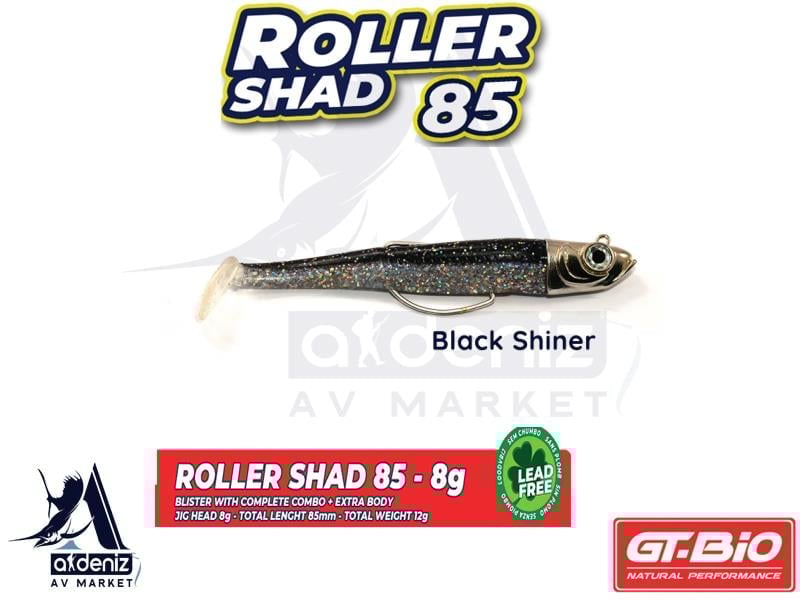 GT-BİO Roller Shad 85 Combo + Body 8,5 cm 8 gr Silikon Balık # Black ShinerGT-BİO