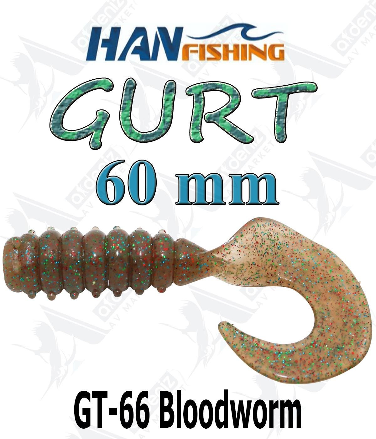 Hanfish Gurt 60 mm Orak Kuyruk Lrf Silikon Kurt 8' li Paket #GT-66 BloodwormHAN FİSHİNG