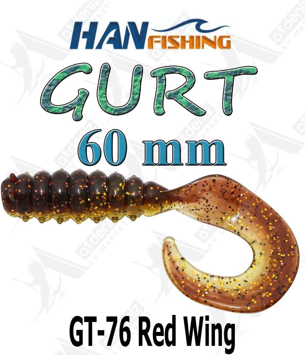 Hanfish Gurt 60 mm Orak Kuyruk Lrf Silikon Kurt 8' li Paket #GT-76 Red WingHAN FİSHİNG