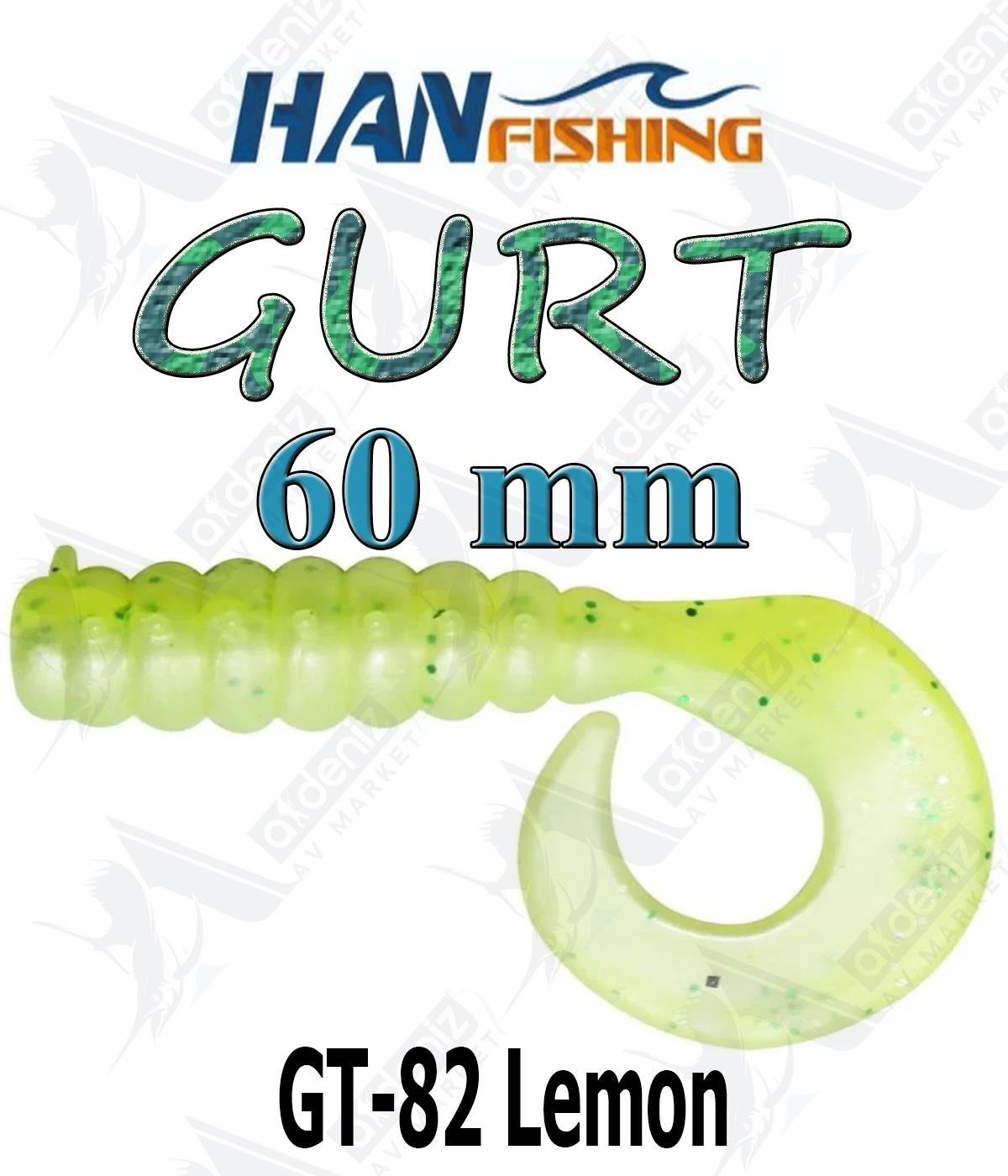 Hanfish Gurt 60 mm Orak Kuyruk Lrf Silikon Kurt 8' li Paket #GT-82 LemonHAN FİSHİNG