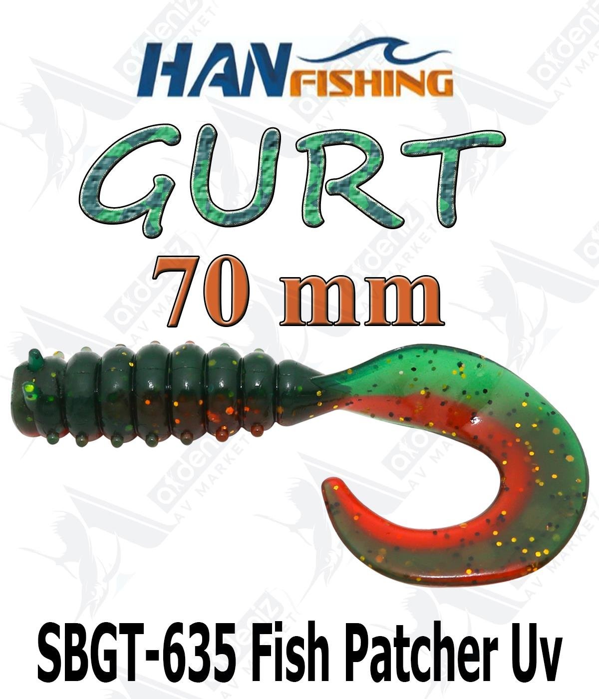 Hanfish Gurt 70 mm Orak Kuyruk Lrf-Spin Silikon Kurt 8' li Paket #SBGT-635 Fish Patcher UvHAN FİSHİNG