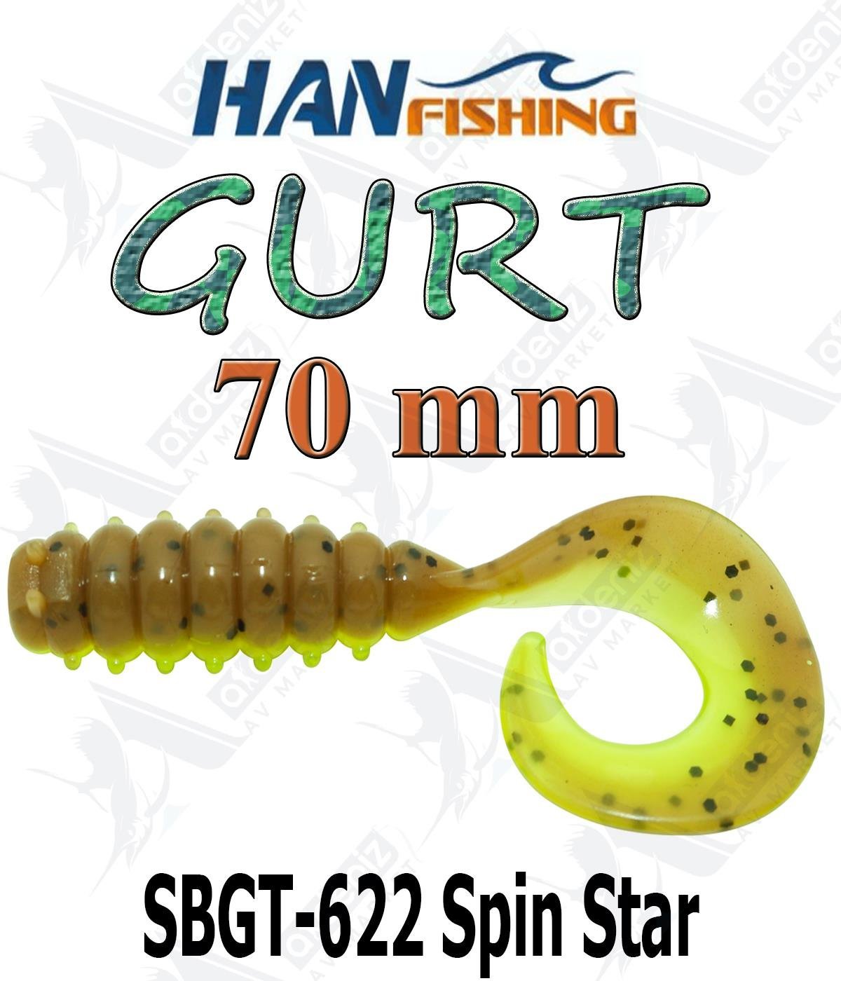 Hanfish Gurt 70 mm Orak Kuyruk Lrf-Spin Silikon Kurt 8' li Paket #SBGT-622 Spin StarHAN FİSHİNG
