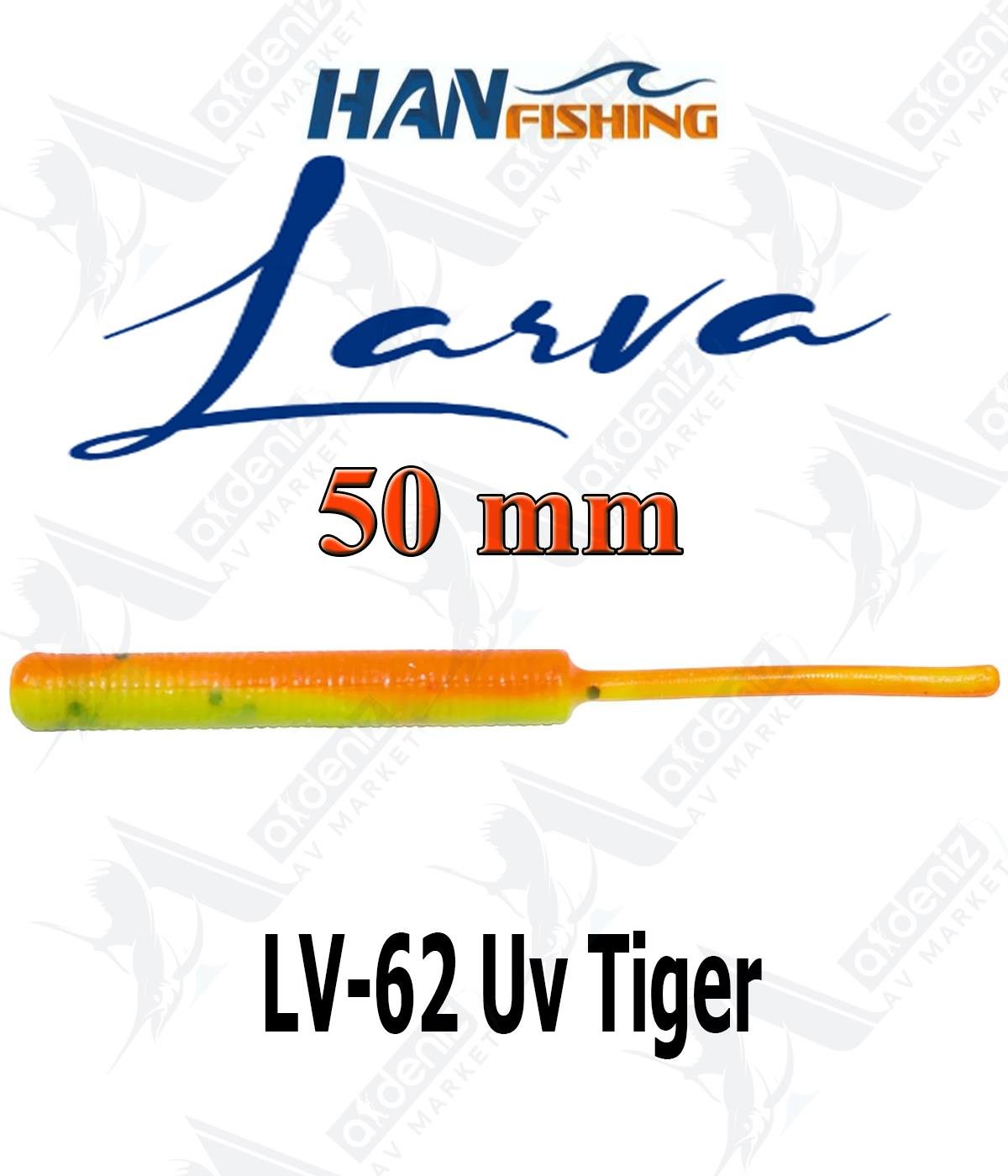 Hanfish Larva 5 Cm Lrf/Aji Silikon Kurt 18'li Paket #LV-62 Uv TigerHAN FİSHİNG