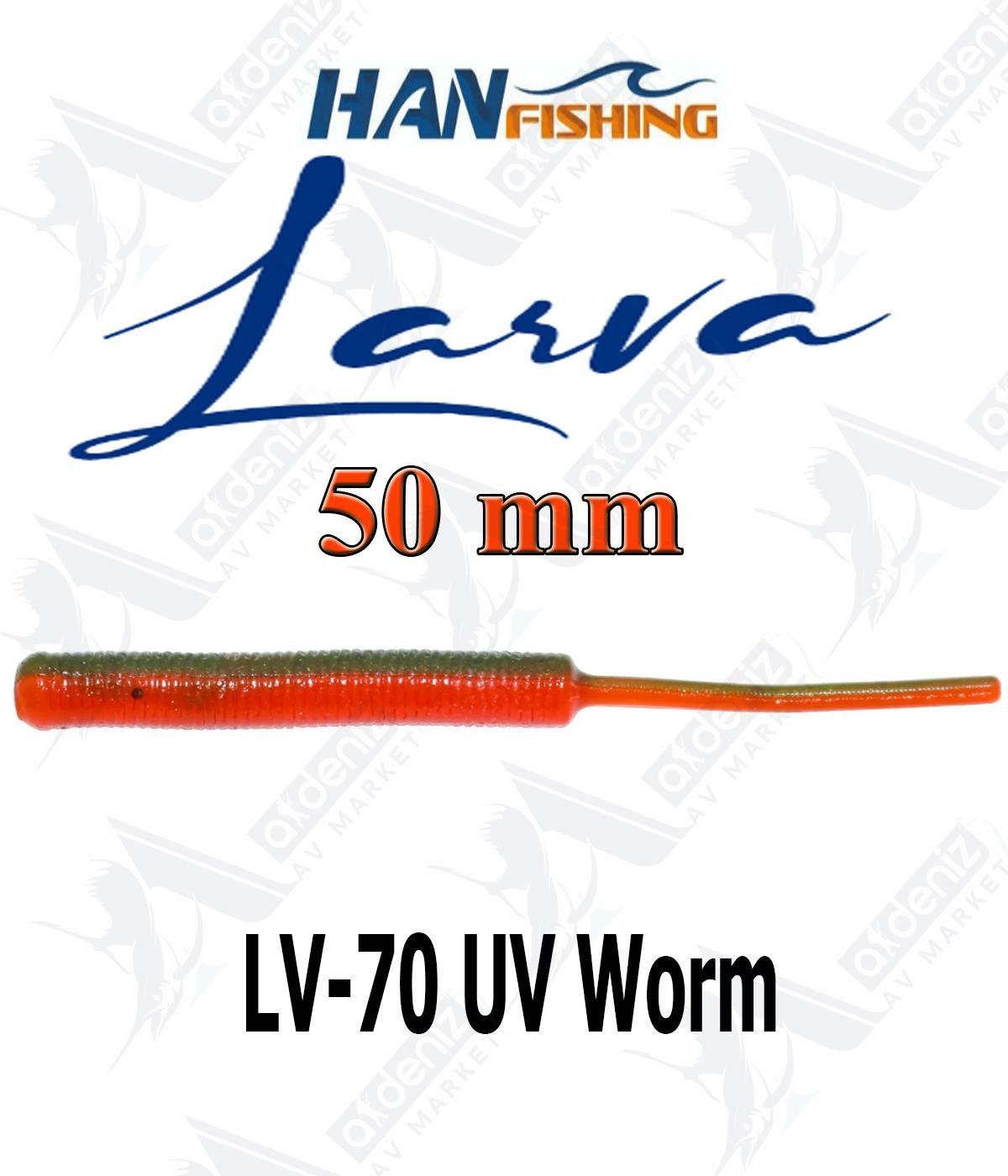 Hanfish Larva 5 Cm Lrf/Aji Silikon Kurt 18'li Paket #LV-70 UV WormHAN FİSHİNG