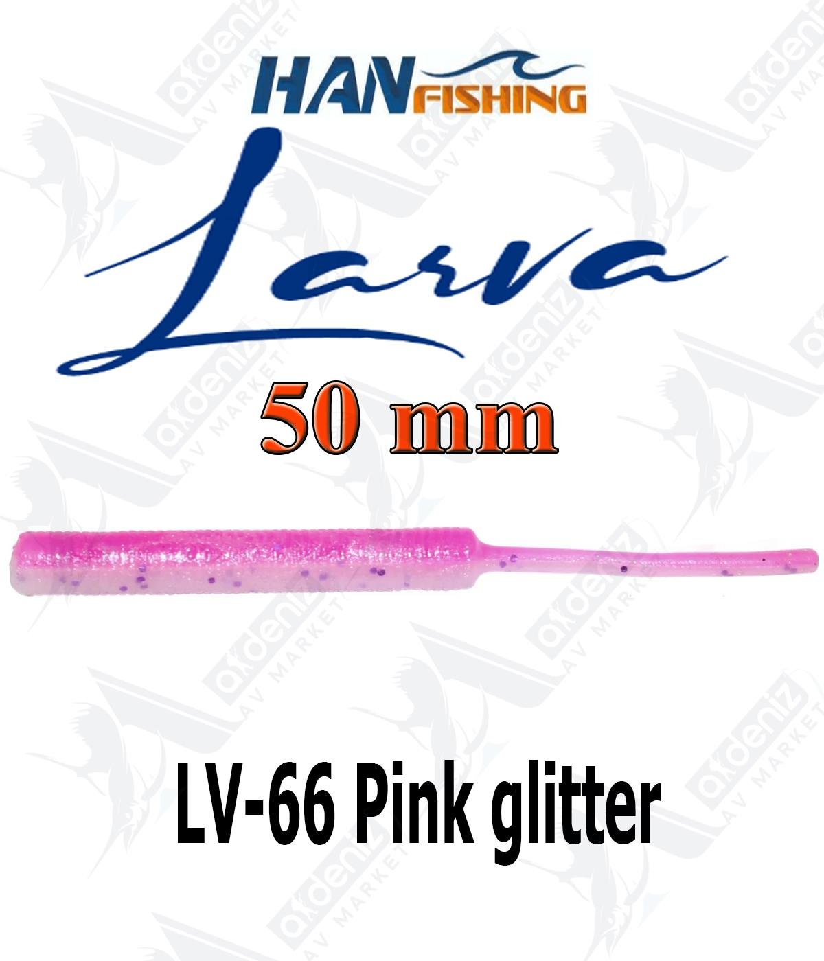 Hanfish Larva 5 Cm Lrf/Aji Silikon Kurt 18'li Paket #LV-66 Pink glitterHAN FİSHİNG