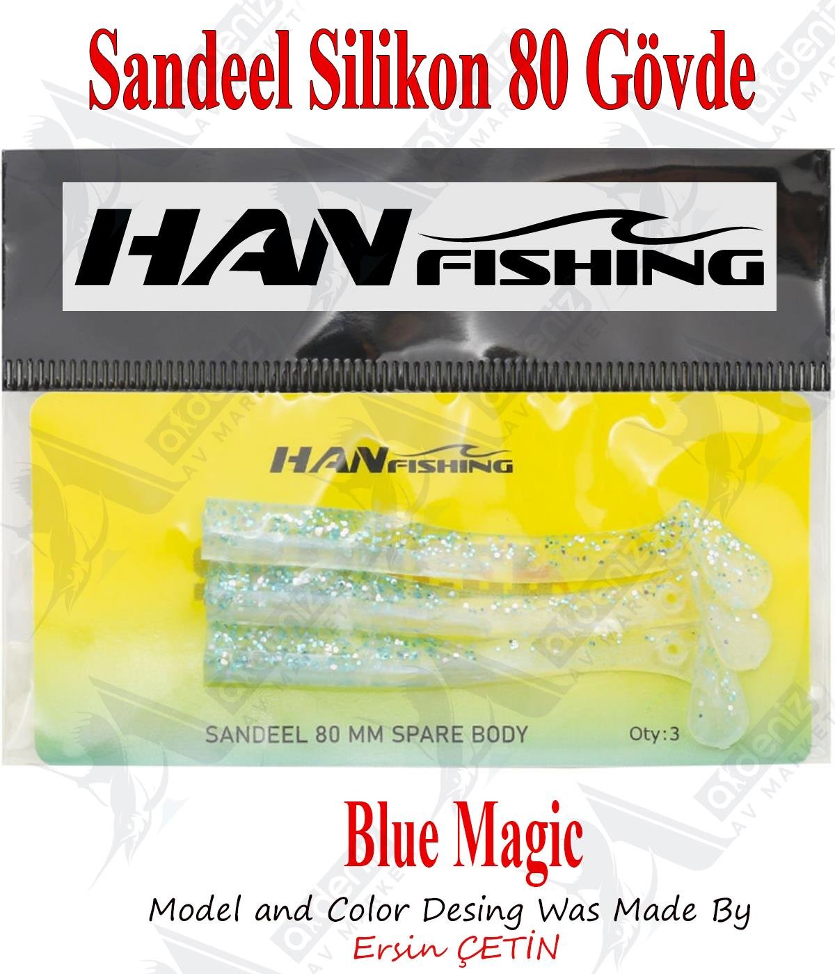 Hanfish Sandeel Silikon 80 mm Yedek Gövde SB-2010 Blue MagicHAN FİSHİNG