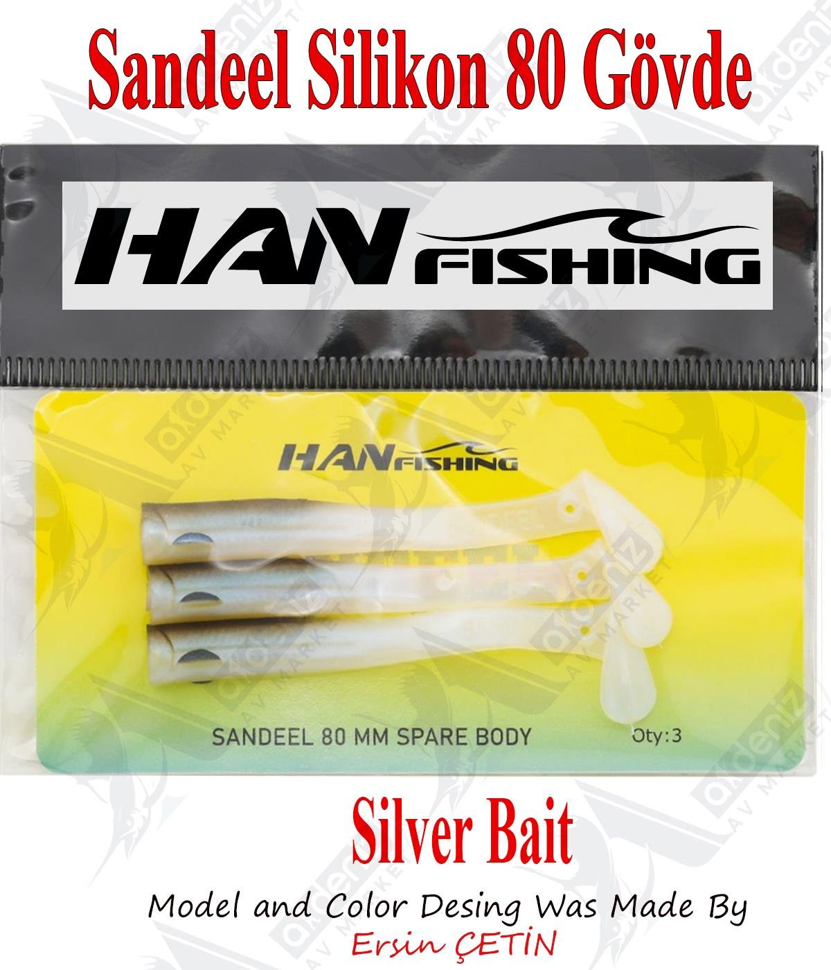 Hanfish Sandeel Silikon 80 mm Yedek Gövde SB-2030 Silver BaitHAN FİSHİNG