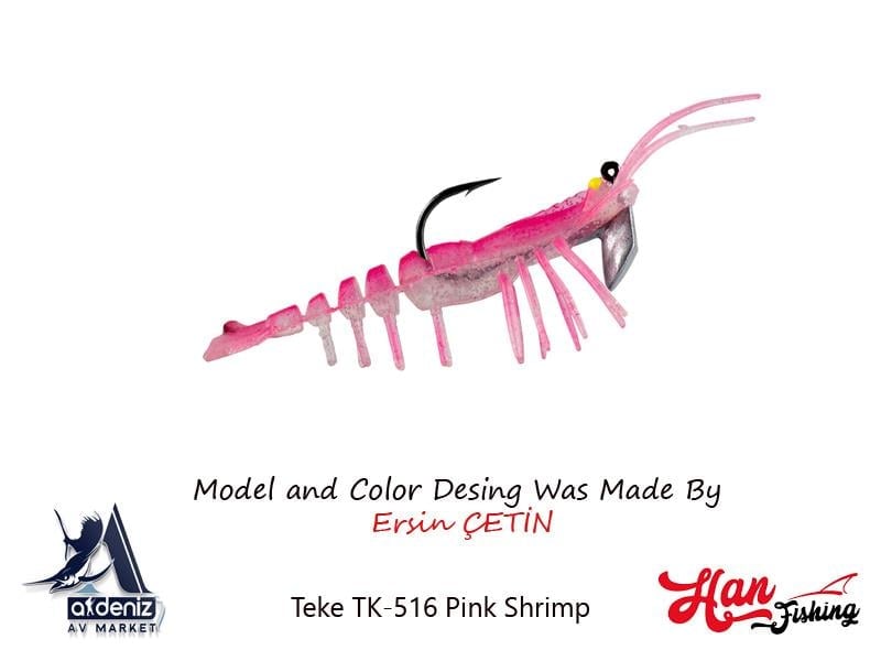 Hanfish Teke Shrimp 75 mm Silikon Karides #TK-516 Pink Shrimp