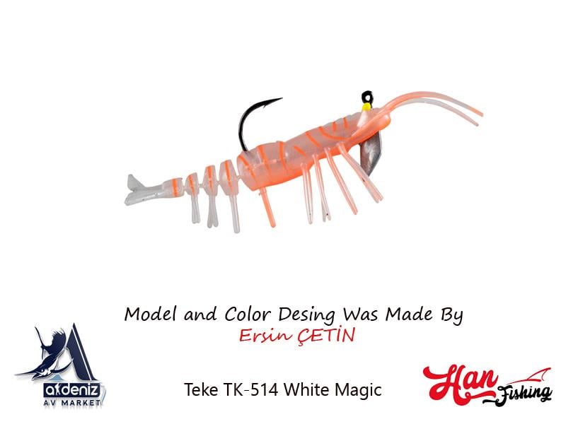 Hanfish Teke Shrimp 75 mm Silikon Karides #TK-514 White Shrimp