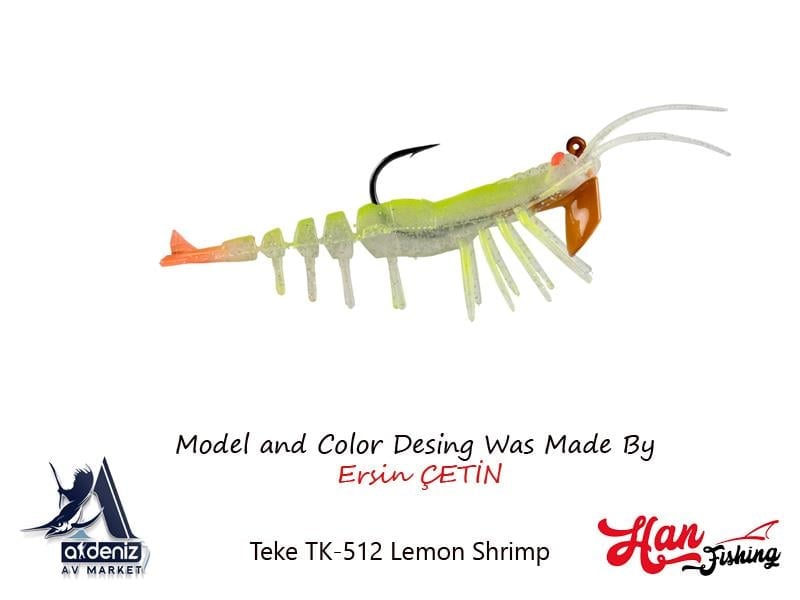 Hanfish Teke Shrimp 75 mm Silikon Karides #TK-512 Lemon Shrimp