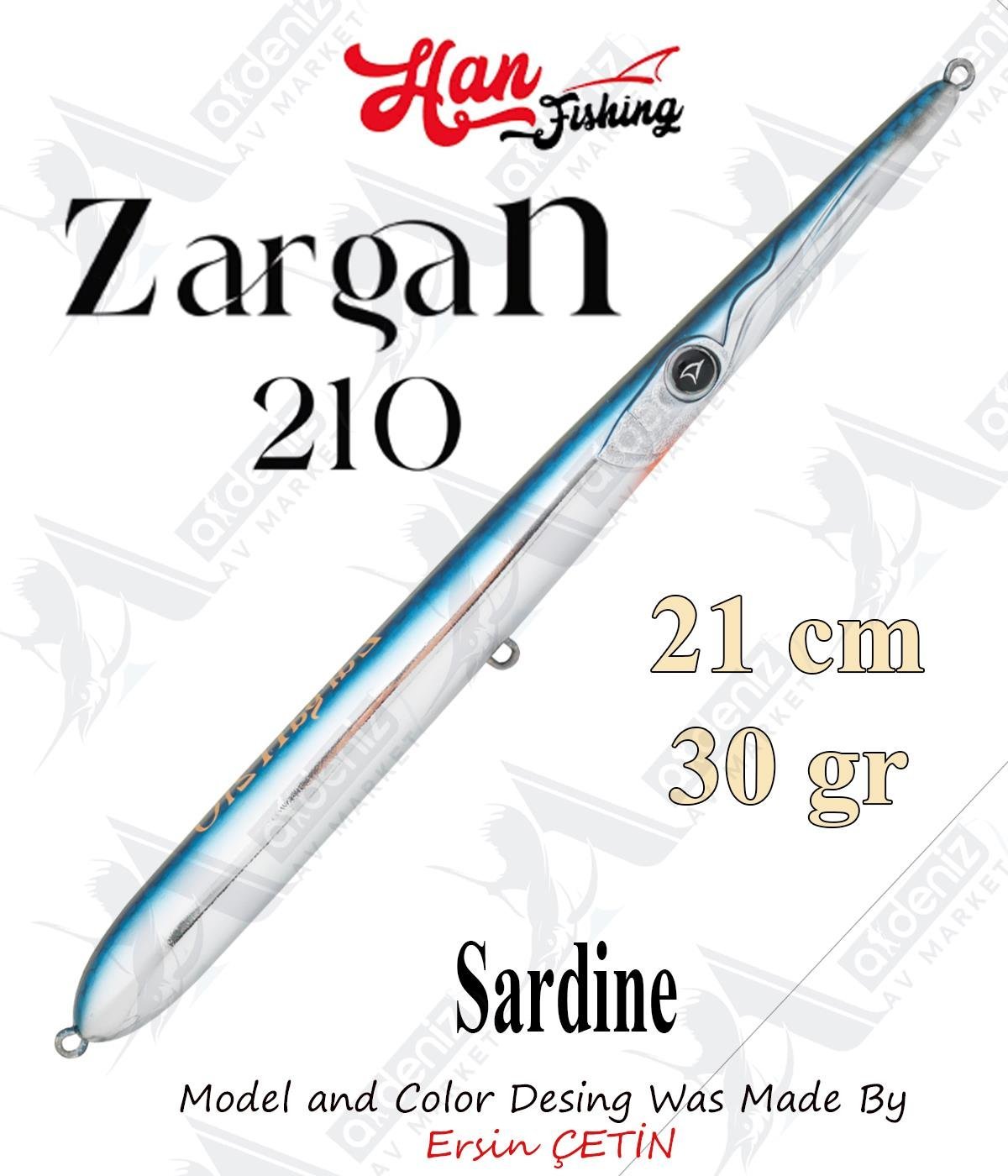 Hanfish Zargan 210mm 30gr Su Üstü Maket Balık #Z-7020 Sardine.HAN FİSHİNG