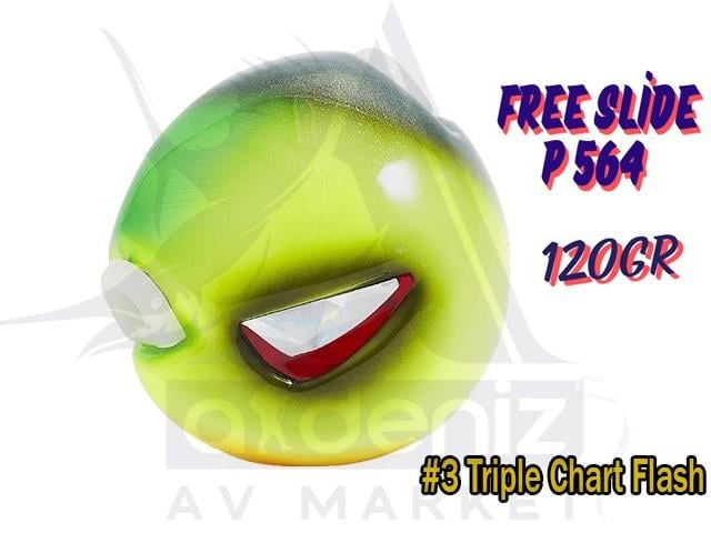 Hayabusa P 564 Tai Rubber Free Slide SF Head 120gr Jig Suni Yem #3 Triple Chart FlashHAYABUSA
