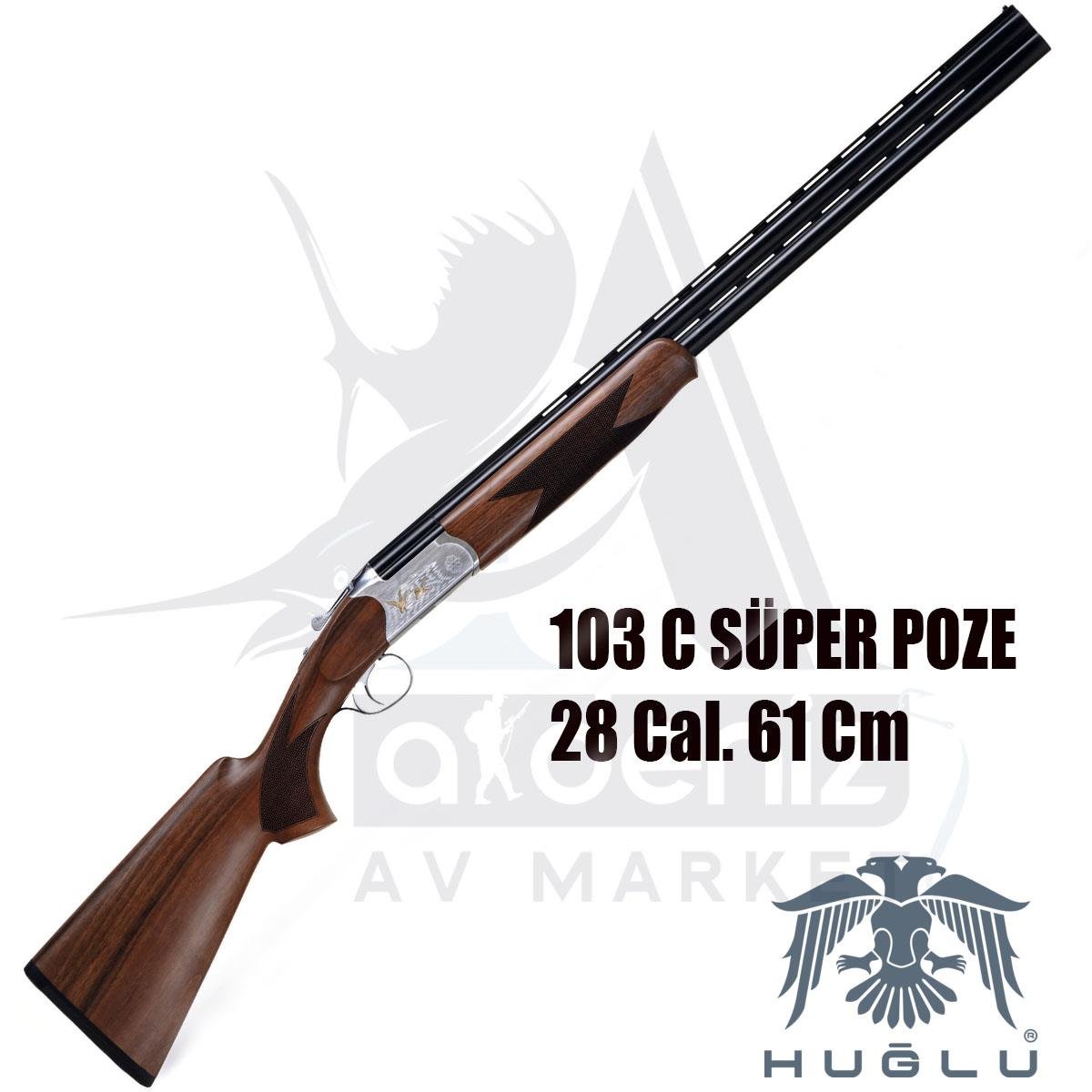 Huğlu 103 C Süper Poze 28 cal. 61 cm Beyaz Yivsiz Av TüfeğiHUĞLU