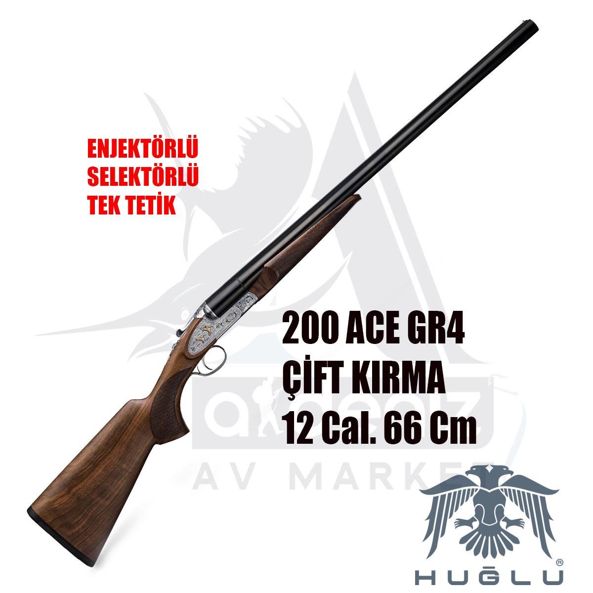 Huğlu 200 ACE GR4 Çift Kırma 12 cal. 66 cm Beyaz Yivsiz Av TüfeğiHUĞLU