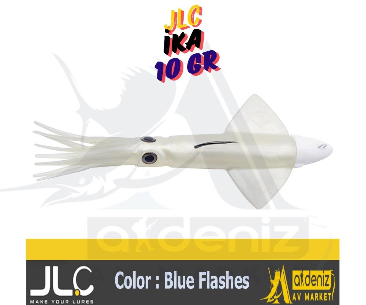 JLC Jigging A La Carta IKA 10 Gr #1 Blue Flashes beyaz mavi ispirto efektli Combo Silikon Kalamar Yem