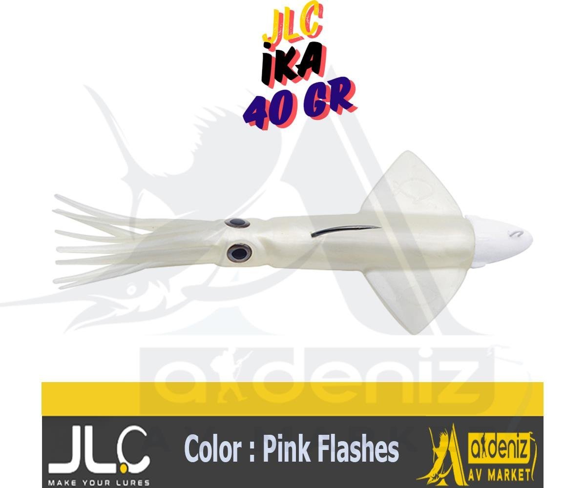 JLC Jigging A La Carta IKA 40 Gr #8 Pink Flashes beyaz pembe efektli Combo Silikon Kalamar Yem
