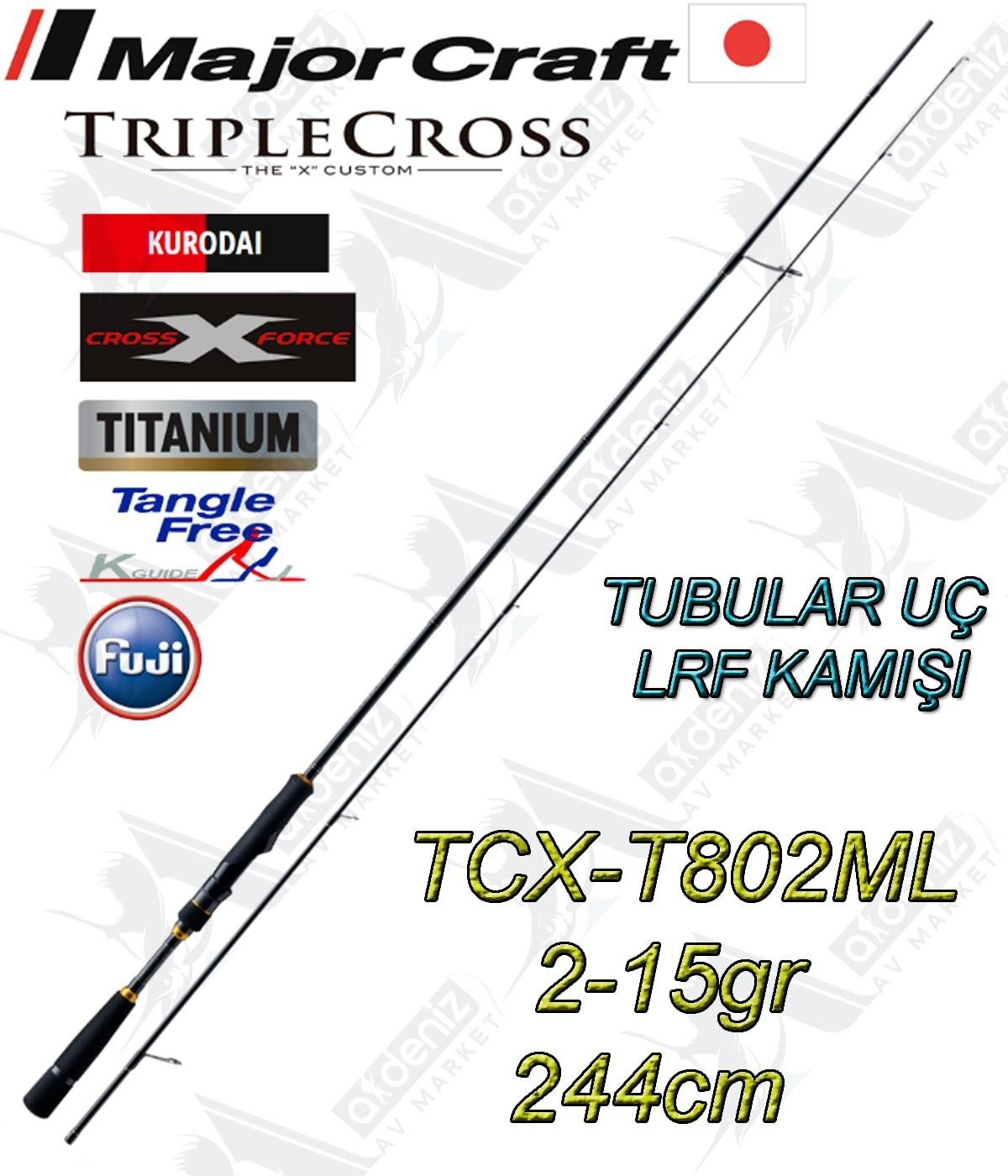 Major Craft New Triple Cross TCX-T802ML/KR Kurodai Light Game Kamış 2-15 gr 244cm (Tubular Uç)MAJOR CRAFT