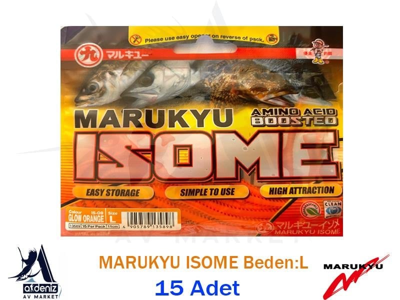 MARUKYU İsome L (Large) Lrf Silikon Kurt Yem 11cm 15pcs #IS-08 Glow Orange
