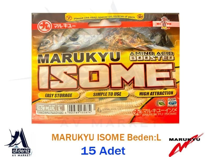 MARUKYU İsome L (Large) Lrf Silikon Kurt Yem 11cm 15pcs #IS-06 Glow Pearl