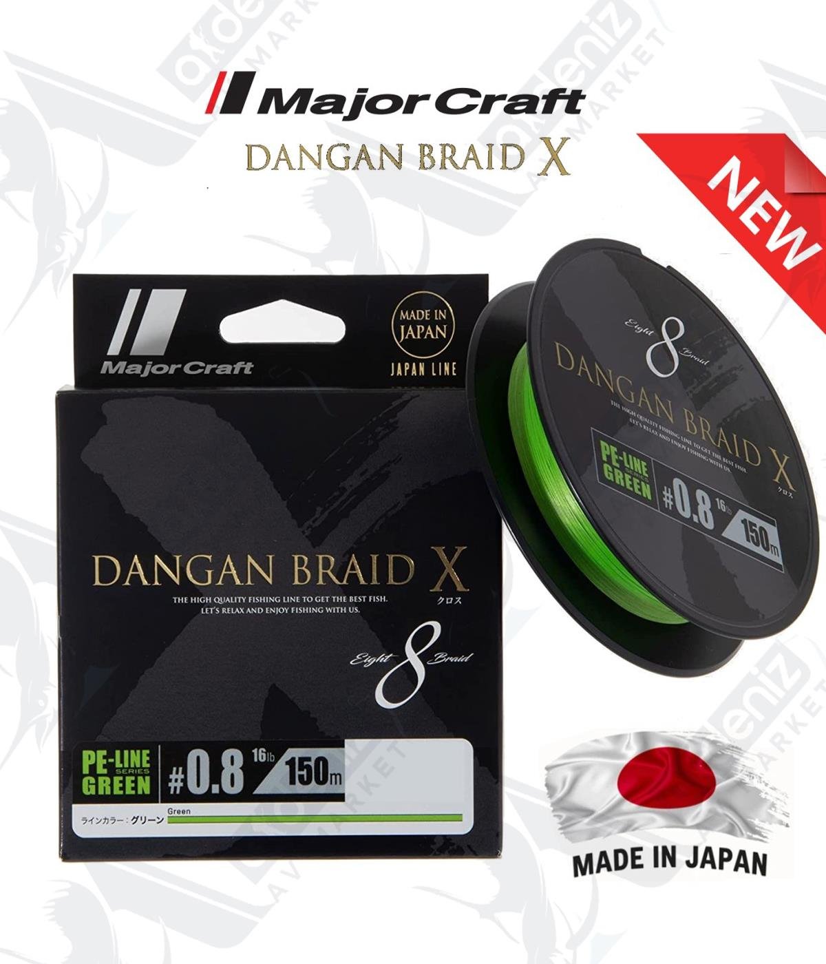 MC Major Craft Dangan X Braid DBX8 #0.8Pe 0.10mm 16Lb Green İp Misina 150mtMAJOR CRAFT