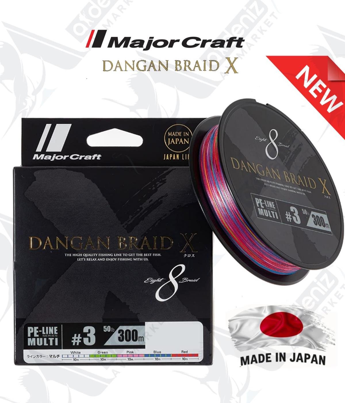 MC Major Craft Dangan X Braid DBX8 #3.0Pe 0.23mm 50Lb Multi Color İp Misina 300mtMAJOR CRAFT