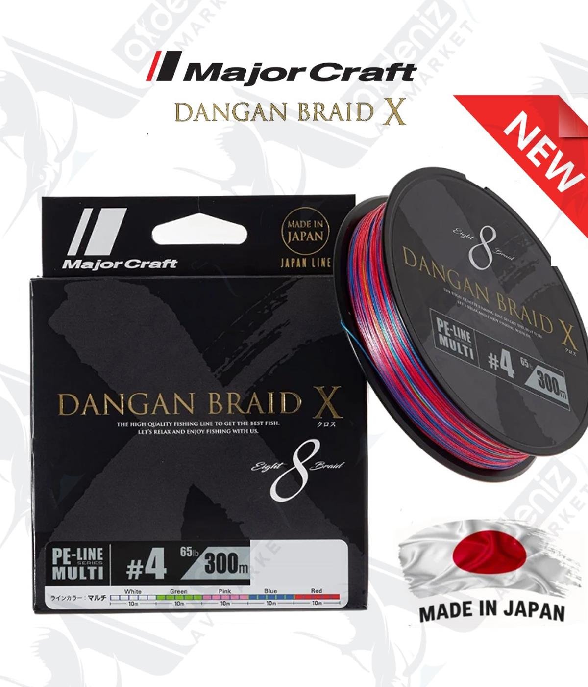 MC Major Craft Dangan X Braid DBX8 #4.0Pe 0.33mm 65Lb Multi Color İp Misina 300mtMAJOR CRAFT