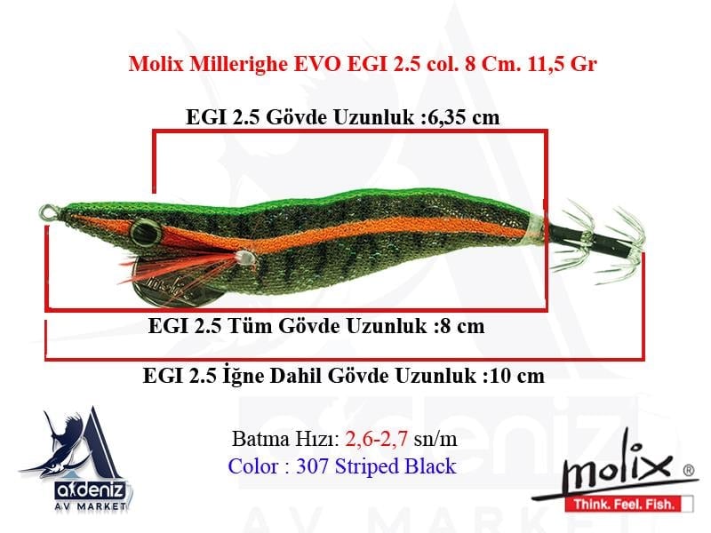 Millerighe EVO Egi 2.5 8 Cm. 11,5 Gr. #307 Striped Black