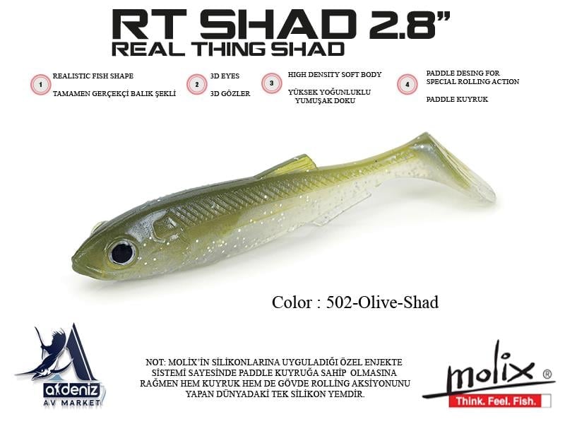 Molix RT Real Thing Shad 2.8'' 7cm. #502 Olive Shad (6 pcs)