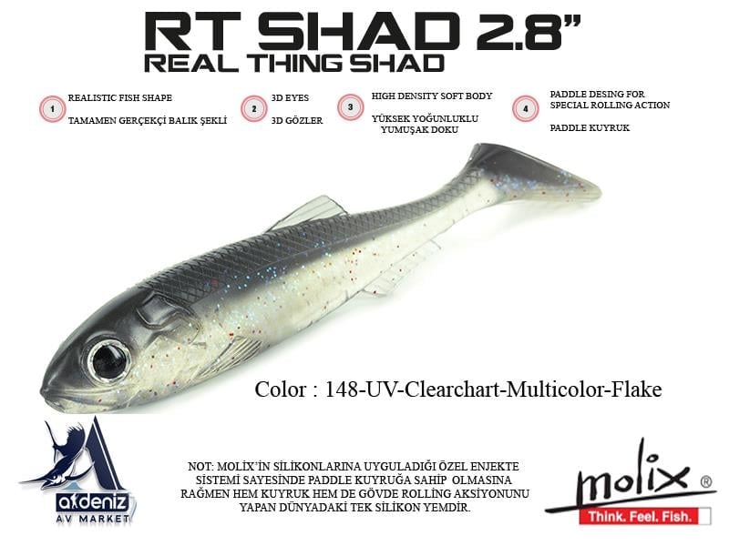 Molix RT Real Thing Shad 2.8'' 7cm. #148 Clear Multi Color Flake (6 pcs)