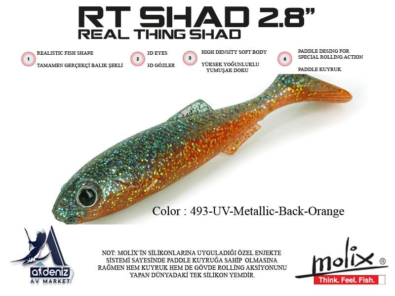 Molix RT Real Thing Shad 2.8'' 7cm. #493 UV Metallic Back Orange (6 pcs)