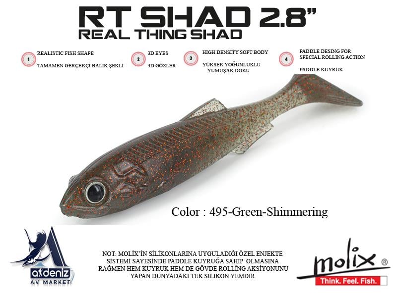 Molix RT Real Thing Shad 2.8'' 7cm. #495 UV Green Shimmering (6 pcs)